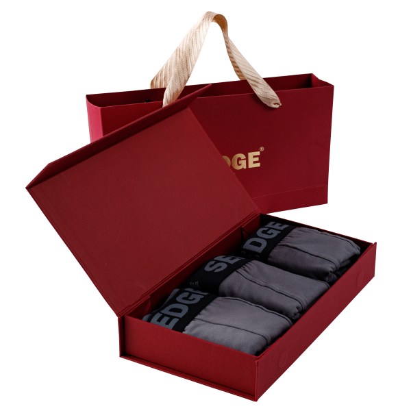 Gift Box Containing 3 Pairs of Quiet Grey Sedge Boxer Briefs